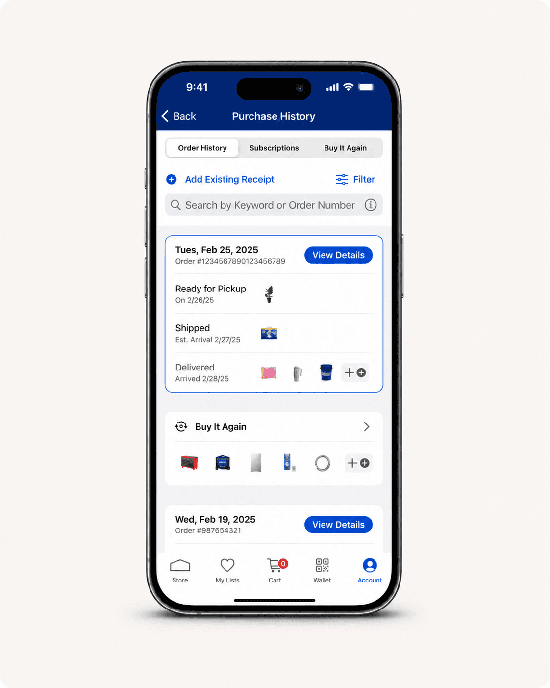 Lowe's order management experience on mobile